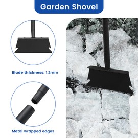 Garden Shovel, Floor Scraper, Ice Scraper, 59 Inch Adjustable Heavy Duty Snow Scraper Long Handle, Garden Flat Shovel for Lawn Edging Weeding Digging Snow Removal and Ice Scraping