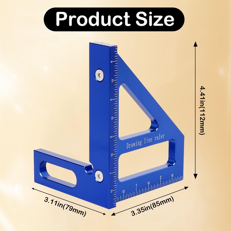 3D Multi Angle Measuring Ruler, 45° & 90° Degree Triangle