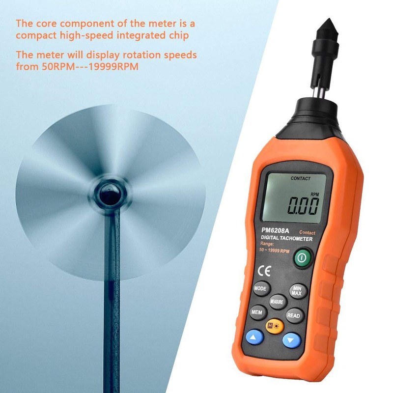 Peakmeter PM6208A Handheld Digital Tachometer Meter Speed Meter Tester 50