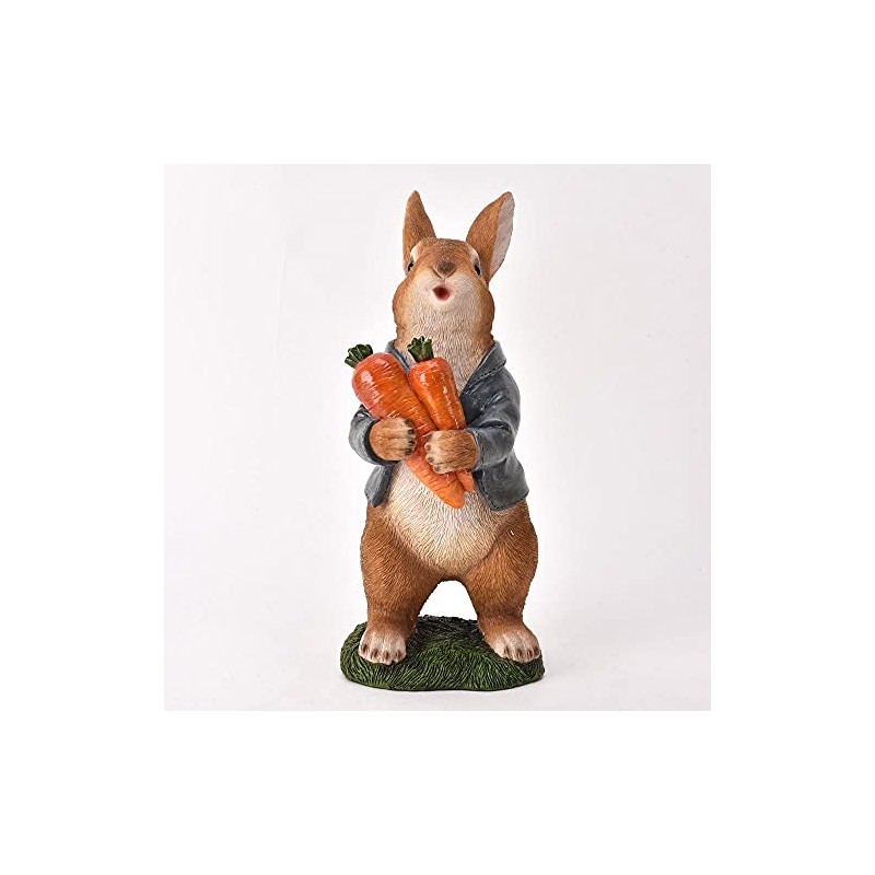 Country Living Rabbit Holding Carrots Garden Figurine Ornament