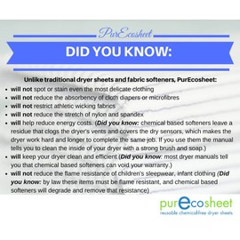 Purecosheet - Reusable Dryer Sheets | Cost effective (500+ loads), Chemical Free & Vegan Dryer Sheet | Safe For Infants & Allergy/Eczema Sufferers | Hypoallergenic | 2 Count