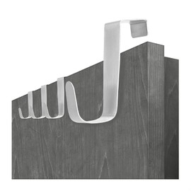 Robin Goods® 4 x Stainless Steel Door Hooks, Clothes Hooks for Room and Cupboard Doors, Coat Hooks for Hanging without Drilling, Towel and Jacket Holder Made of Metal