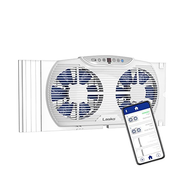 Lasko W09560 Bluetooth Enabled Twin 9-Inch Window Fan with Independent