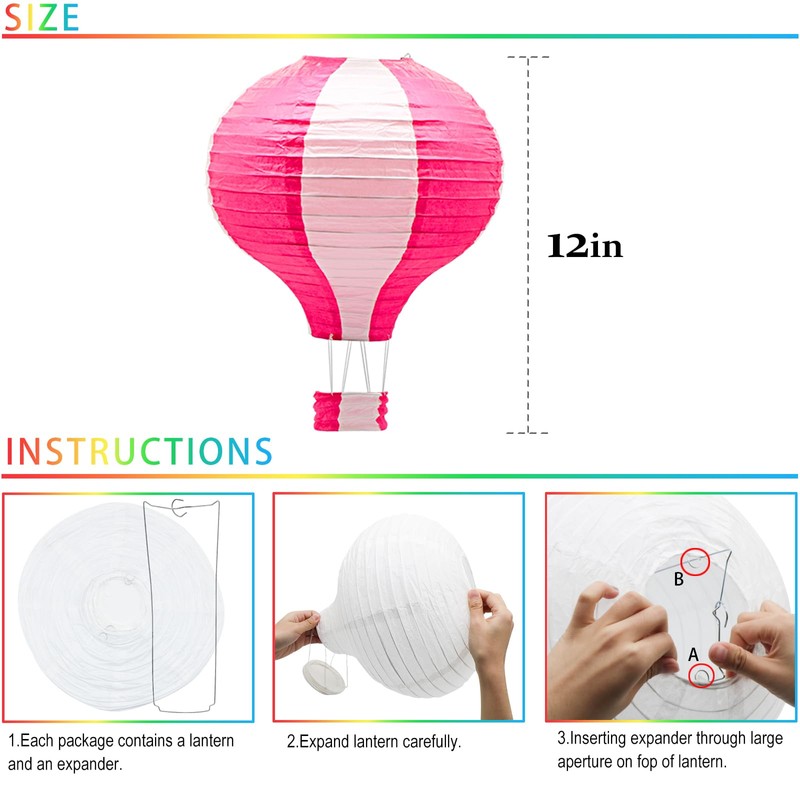 Hanging Hot Air Balloon Paper Lanterns Set, Party Decoration Birthday