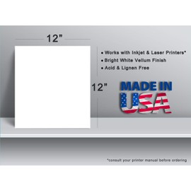 Heavyweight Thick 100lb Cover Bright White 12x12 Cardstock Scrapbook Paper - 12 Pack