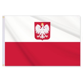 18x24 Inch Poland Flag,30x45 CM Polish Nautical Flag,Small Tiny Digitial Double-Printed Durable 150D Thick Polyester Decorations with 2 Brass Grommet