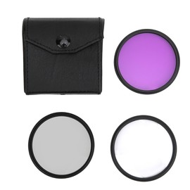 58mm Optical Glass Lens Filter Kit UV CPL FLD with Storage Bag for DSLR Camera
