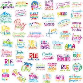 Ceiba Tree 300Pcs Spanish Motivational Stickers Vinyl Inspirational Spanish Affirmation Positive Quotes Stickers Waterproof Decals for Water Bottle Laptop Students Teachers Supplies