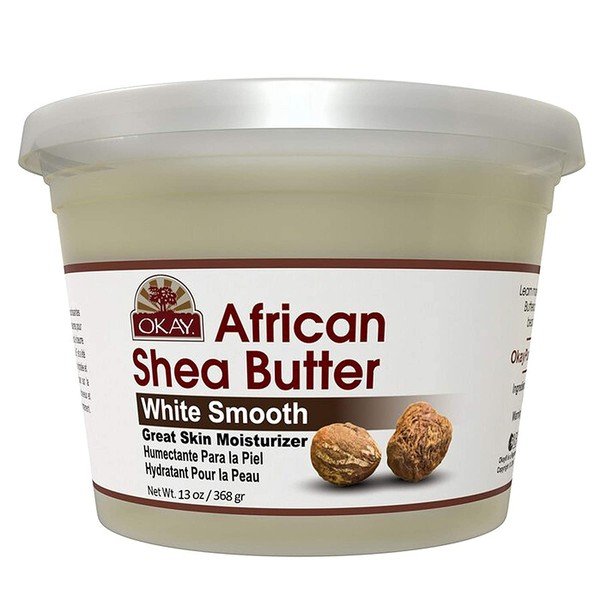 OKAY | African Shea Butter | For All Hair Textures & Skin Types | Daily Moisturizer - Soothe Irritation | White Smooth Refined | All Natural | 13 Oz