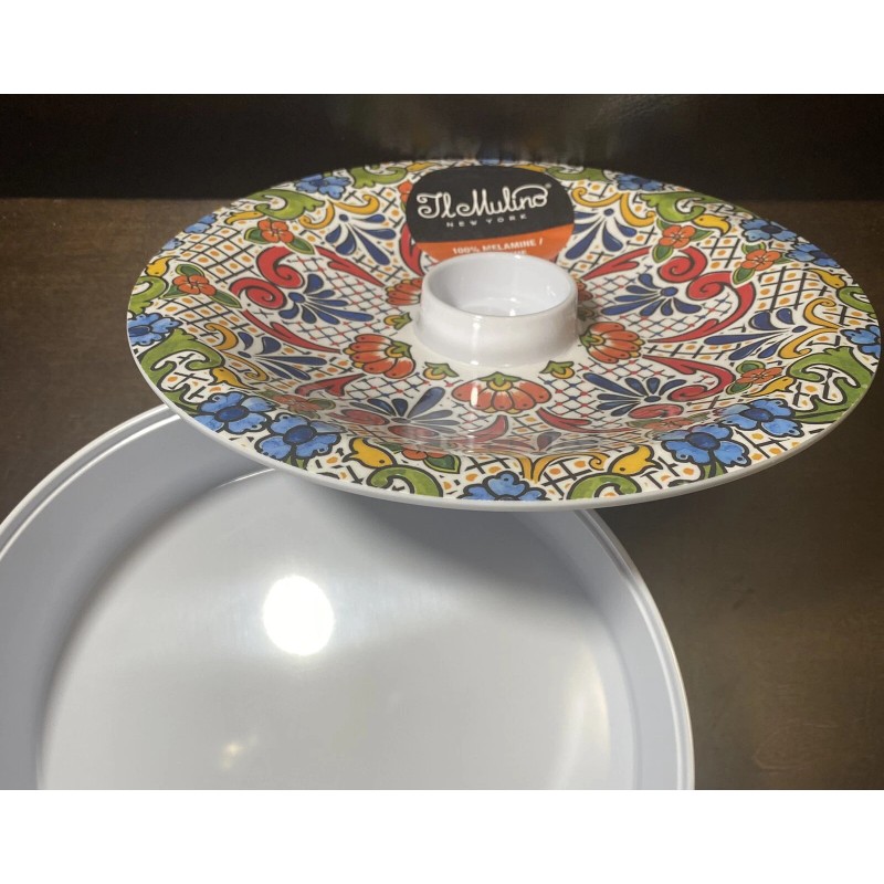 IL MULINO NEW!!! MELAMINE Spanish Tile Floral Tortilla Bowl w/