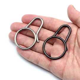 TUNUKE Titanium Carabiner Small Key Chain Keyring Ring Lightweight Mini, F Black
