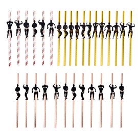 Pack of 30 Hen Party Decorative Straws, Hen Night Straws, Cocktail Straws, Striptease Gold Straws, Cocktail Straws for Party Decoration, Girls, Bridal Shower