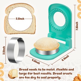 Metal Sandwich Cutter and Sealer Round Sandwich Cutters for Great Perfectly Sealed Sandwiches, Lunch Box Snacks & Party Food Prep-Round Green