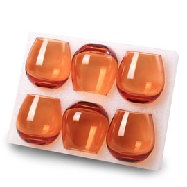 Colored Stemless Wine Glasses Set of 6-15 oz -Modern Hand-Blown Wine Glasses, European Design Crystal Glass For Red & White Wine, Unique Gifts for Wedding, Birthday，Father's Day(Brown)