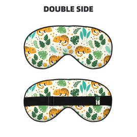 YNXTYB Cute Chameleons and Tropical Leaves Sleep Mask Eye Mask with Adjustable Strap Eye Sleep Shade Cover Blocks Light for Women Men Airplane Travel Nap