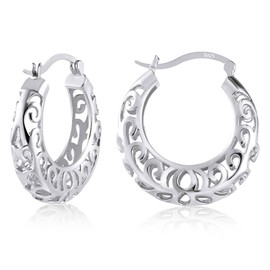 ALEXCRAFT Silver 925 Earrings Oval Hoop Earrings for Women, Sterling Silver Hoop Earrings Large Silver 925 Earrings Hanging Drop Earrings Lightweight Chunky Hoop Earrings Oval Hammer Earrings for
