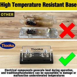 Tiooka 250A MEGA Fuse Holder Kit with 250 Amp Fuses 0/2/4/8 Gauge AWG Fuse Block 2 Pack for Car Audio Truck DIY Fuse Box Automotive Fuse Block Heat Resistant