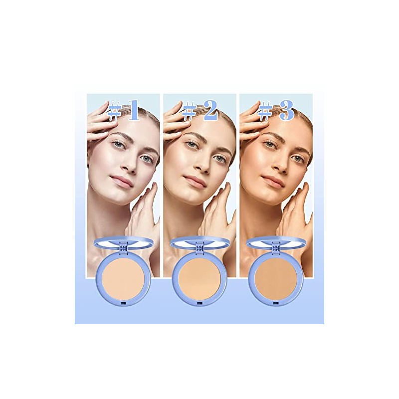 Bluemega Maquillaje en Polvo Compactos Faciales,Pure