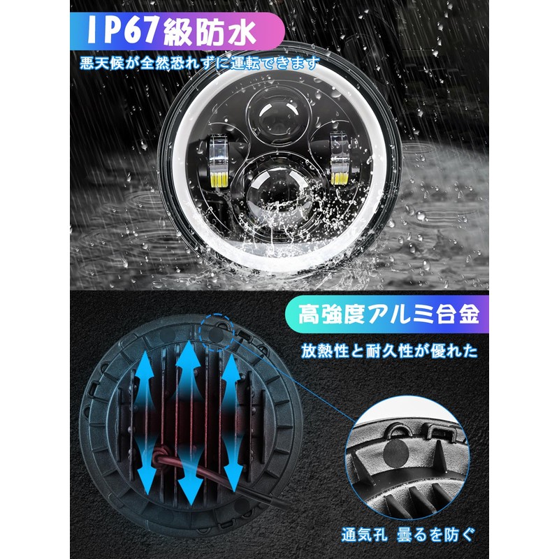 Largoods 7 Inch Headlight, LED Bike, RGB DRL Function, Hi&Lo