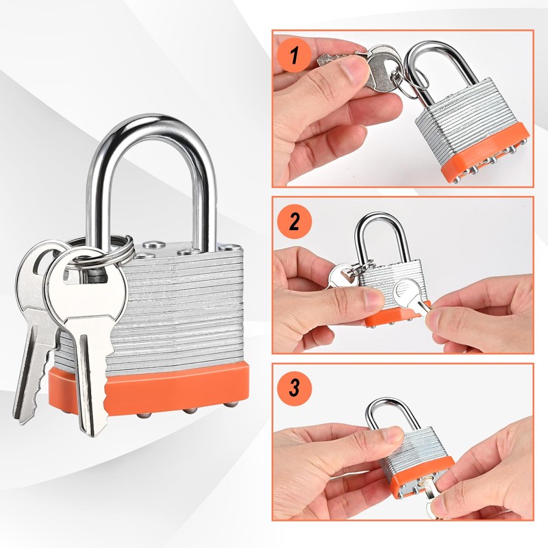 Locilot 12pcs Solid Keyed Alike Padlock with 24 Same Keys