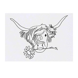 'Highland Cow With Flower' Temporary Tattoo - Water Resistant, Skin-Safe, Non-Toxic Transfer (TO00029733)