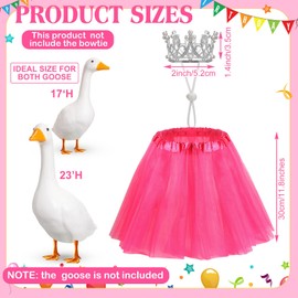 Jeere Princess Goose Outfit Crystal Rhinestone Goose Tiara Crown Tutu Skirt Goose Dress Cute Costume Decor for 17 ' 23 ' Cement/Plastic Porch Goose Spring Summer Party Outdoor Decoration