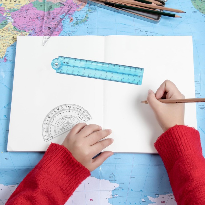 Folding Ruler, 30cm Foldable Ruler 15cm Clear Ruler Stationery Ruler