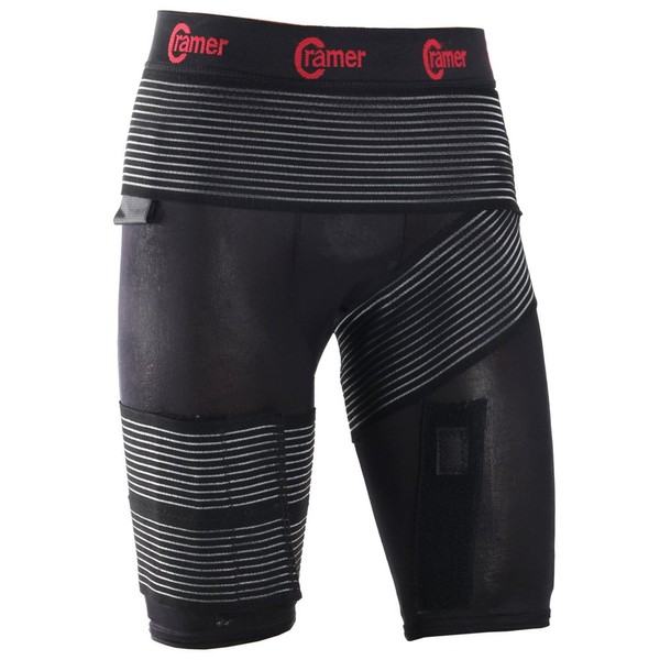 Cramer Men's GH2 Support System Strap for Groin Pain, Hip Injuries, Pull Leg Muscles, and Running, Hip Support, Groin Support, Groin Compression Wrap, Pants with Built In Groin Support, Black, Large