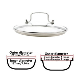Antrader Tempered Glass Lid,8" Glass Covers for Pots,Pans and Skillets,1Set,Clear