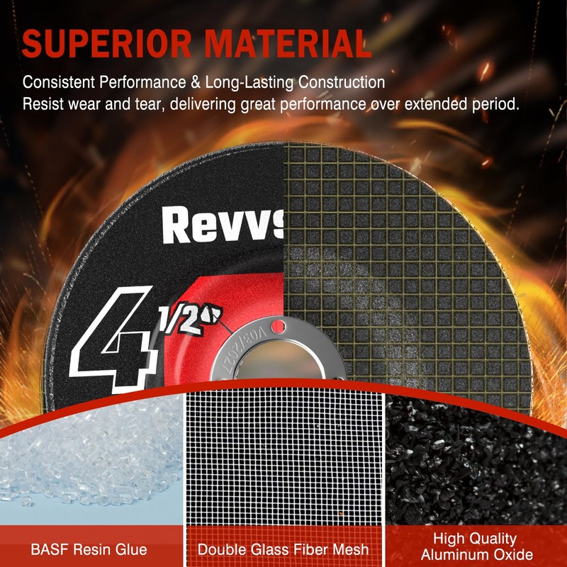 Revvstark 10 Pack Grinding Wheels 4-1/2 Inch, Grinder Wheel for