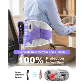 Aollop Back Support Belt for Lower Back Pain for Women, 8X Powerful Back Brace Bionic Support System with 3D Soft Pad, Breathable Lumbar Support Belt for Sciatica,Herniated Disc,Scoliosis (Purple, S)