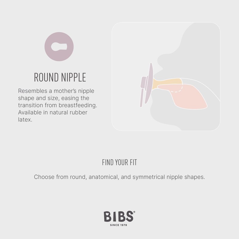 BIBS Colour Soother 2-Pack, BPA Free Dummy Pacifier, Round Nipple.