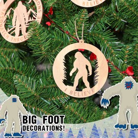8 Pcs Bigfoot Christmas Ornament Bigfoot Sasquatch Christmas Tree Ornament Bigfoot Gifts Wooden Sasquatch Sign Hanging Christmas Tree Decor Funny Christmas Tree Decoration for Home