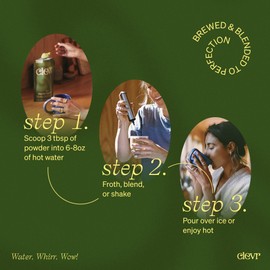 Clevr Blends Organic Honey Vanilla Matcha SuperLatte, Instant Ceremonial Grade Matcha, Superfood Powder Blend with Oat Milk, Lions Mane, Reishi Mushroom, Coconut Cream, Ashwagandha, Serve Hot or Iced, 12oz