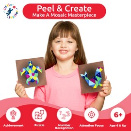 Peel & Stick - Makes 8pcs - Mosaic Art & Crafts for Kids 6 & Up -EVA Foam Crafts for Kids - DIY Kids Crafts Kits -Boys & Girl Crafts - Mosaic Crafts for Kids - Boys & Girls Arts and Crafts Age 6-8