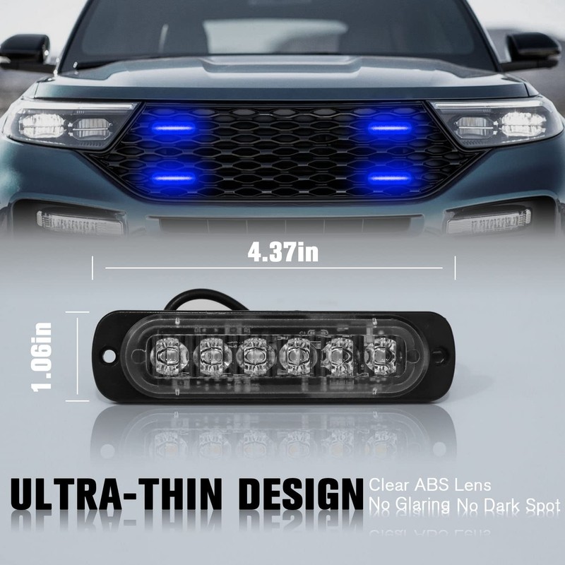 DIBMS LED Emergency Strobe Lights Bar 8x Blue 6 LED