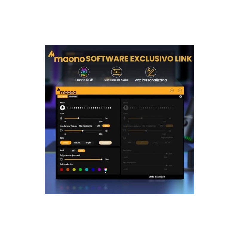 MAONO Micrófono USB para juegos para PC, micrófono condensador programable