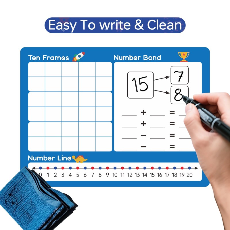 Dinggaogao10 Packs Number Line Whiteboards Cards, 9” x 12”Double Sided