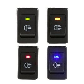 ESUPPORT 4Pcs Interruptor de Botón Pulsador Niebla 12V 35A Impermeable Interruptor Enganche Luz LED Azul Rojo Verde Amarillo Lámpara para Delantero Antiniebla Coche Conmutador de Palanca Botón 4 Pines ON/OFF SPDT