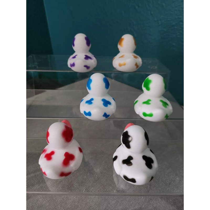Approx 2"- Color Cow Print Rubber Ducks (#6) - J33Ps
