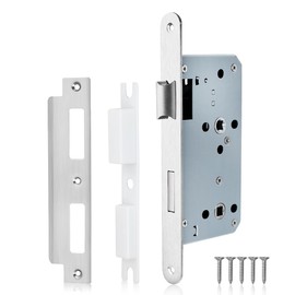 Bwintech 1 x Satin Nickel Bathroom Lock 7250 Mortice Lock Stainless Steel Euro Hole for Interior Doors and Bathroom Doors, Reversible Lock