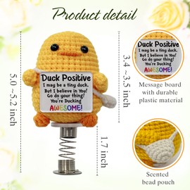Malfirst Crochet Duck Car Bobblehead – Cute Dashboard Bobble Head with Positive Sign, Scented Dash Bobblehead for Cars Decor – Dashboard Decorations for Women, Car Dash Decor Gift