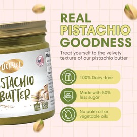 DORREL - Pistachio Butter, Dairy-Free Spreadable Butter Made from 60% California-Grown Pistachios, No Palm Oil, Vegan & Kosher Pareve Healthy Condiments for Snacks, Baking, Dips & More (450g)