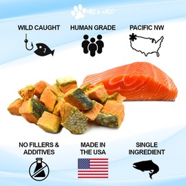 Max and Neo Freeze Dried Wild Caught Sockeye Salmon Dog Treats - Single Ingredient, Wild Caught Pacific Northwest Sockeye Salmon, Human Grade - We Donate 1 for 1 to Dog Rescues for Every Product Sold
