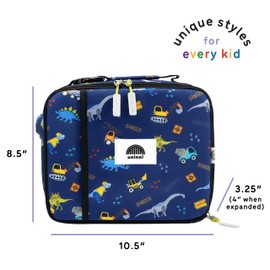 Construction Truck Dino Lunch box for Kids - Age 3+ with Leak-Resistant Storage, Mesh Pocket, Removable Divider for Snacks, Sandwiches and Drinks, BPA-Free Food-Grade lunch bag for boys