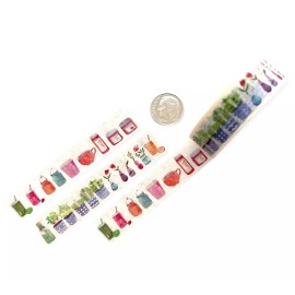 exceptionalbeauty 10 Meters Washi Craft Decorative Tape Flowers Plants Drinks Adhesive 15mm Wide