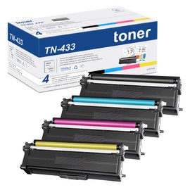 TJ TN433 TN-433 Toner Cartridges 4 Pack (Black/Cyan/Magenta/Yellow): TN433BK TN433C TN433M TN433Y Replacement for MFC-L8900CDW HL-L8360CDW HL-L8260CDW MFC-L8610CDW Printer, TN433 Toner Cartridge Set