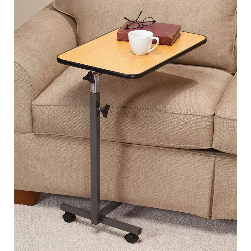 EasyComforts Rolling Tray Table with Swivel Casters, Adjustable Height &