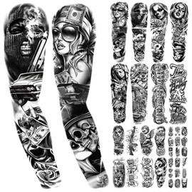 Yazhiji- [GRAN COLECCIÓN] Se incluyen 46 hojas en total. Los tatuajes temporales de tamaño extragrande pueden cubrir partes más grandes de tu cuerpo. El tatuaje de brazo completo de Yazhiji mide 22,83