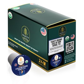 Organic Rooibos Tea Pods for Keurig with Lemon, Mint, Licorice - Unsweetened Decaf Tea for K Cup Brewing - Cold Be Gone by Teavity (24 Tea Pods)